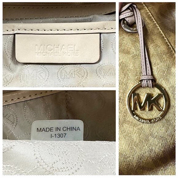 Michael Kors metallic gold Jet Set East West travel monogram logo tote - Picture 6 of 8